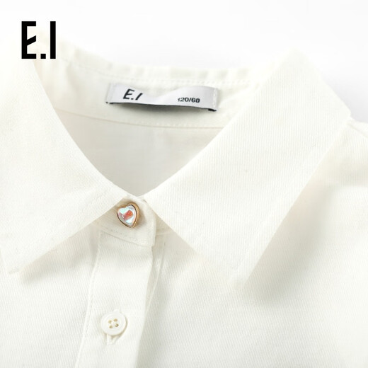 E.I children's clothing girls white shirt autumn medium and large children long-sleeved polo collar bleached 120