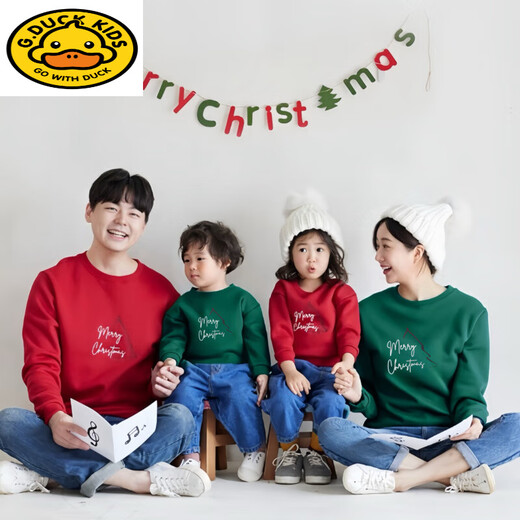G.duck Christmas parent-child wear 2025 autumn and winter new long-sleeved round neck sweatshirt versatile children's clothing tops family wear burgundy autumn style 165 adults S