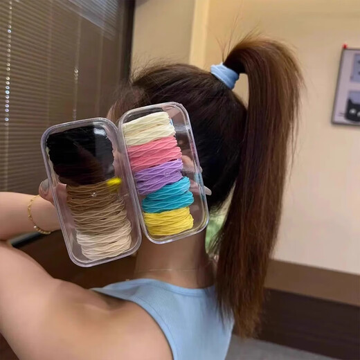 Super soft, highly elastic and durable high ponytail boxed quality hair rope rubber band hair tie 2025 new style high-end sense 2 boxes black + coffee color
