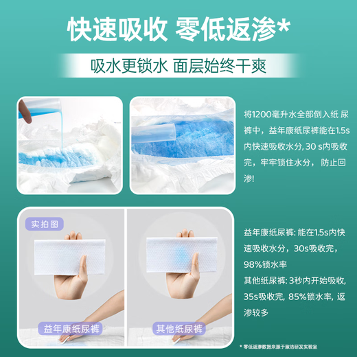 Yi Nian Kang Vitality You Plus adult diapers L size 80 pieces large size (hip circumference 95-120cm) elderly diapers