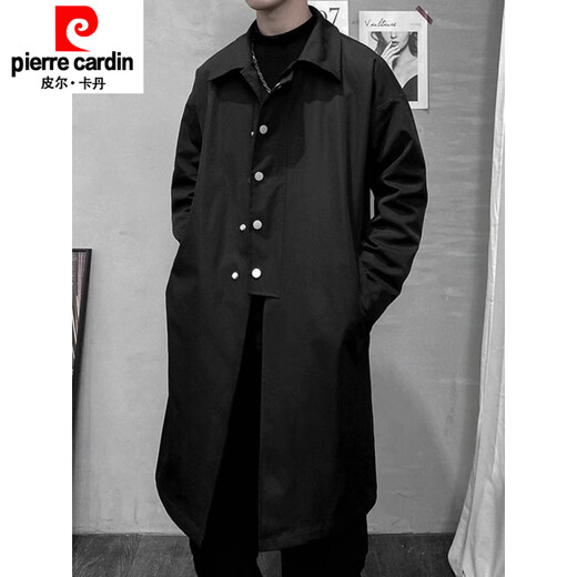Pierre Cardin 2025 Windjacke im neuen Stil für Herren, Frühling und Herbst, hübscher britischer Yuppie-Mantel, neues Produkt, dunkelgrauer Windjacke, mittellanger Mantel M 90-110Jin Jin entspricht 0,5 kg