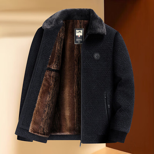 Dad's jacket, velvet thickened jacket, middle-aged and elderly jacket, casual and warm, middle-aged men's autumn and winter top, dark gray 03-05 2XL /185 145-155Jin Jin equals 0.5 kg