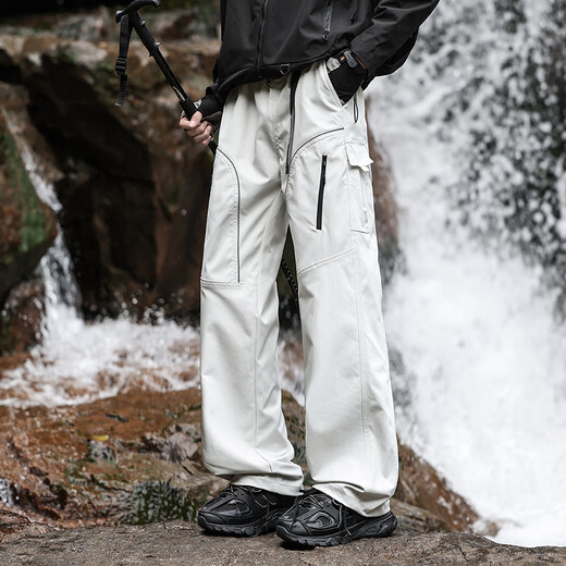 Foss Phil outdoor functional wind overalls men's autumn and winter windproof and water-repellent loose casual assault pants 8527 light gray XL