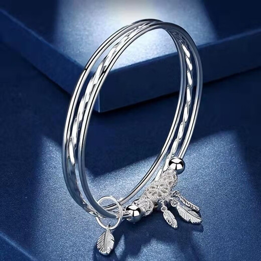 KZD Old Phoenix 999 Pure Silver Dream Catcher Silver Print Bracelet Female Forest Retro Sterling Silver Bracelet Bracelet Versatile Bracelet Dream Catcher Silver Plated Thickening