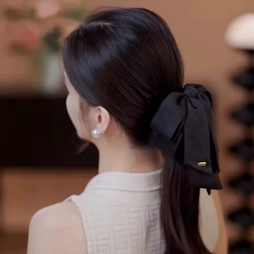 Li Qing Bow Ponytail Clip Satin Hairpin French Ribbon Hair Clip High-end Hair Accessories Back of the Head Hairpin Clip