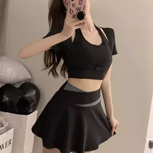 Fu Jian Yoga Suit Women's 2025 New Fitness Suit Running Sports Suit Quick-Drying Pilates Training Cycling Black Suit L Size 90-110 Jin Jin equals 0.5 kg L