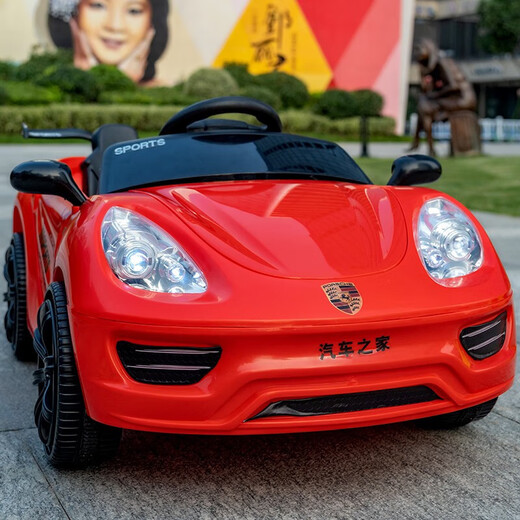 He Jiagong children's electric car four-wheel car for boys and girls with remote control toy car that can sit on and swing baby stroller red + large battery + early education + remote control