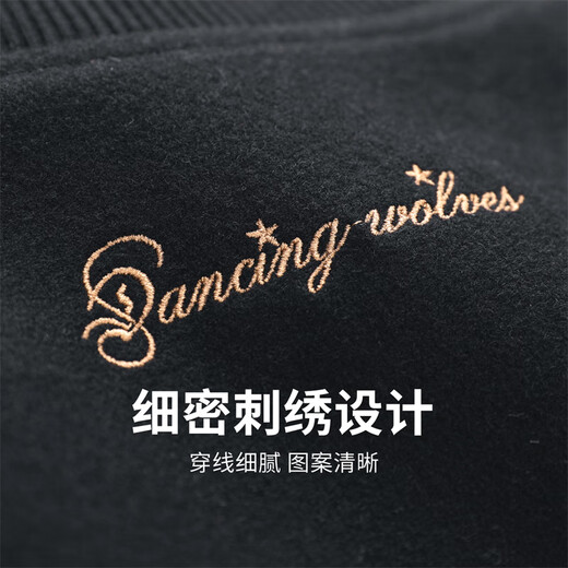 Dances with Wolves Goose Down Liner Baseball Collar Wool Jacket Men's 2025 Autumn and Winter New Warm Men's Jacket 1003 Black 001 XL (180)