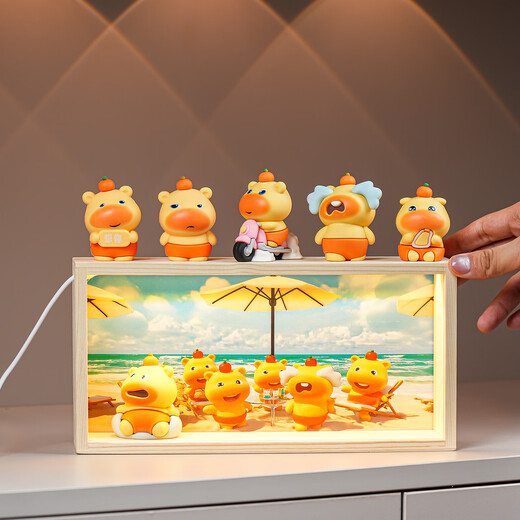 Yunya Capybara Dudu Lulu Children's Desktop Ornaments Cartoon Doll Hand Toy Boys and Girls Birthday Gift Night Light Treasure Lulu Seaside Vacation