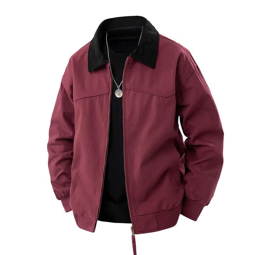 POUM American retro Detroit jacket men's spring and autumn cleanfit work jacket trendy brand high-end lapel top NJN-WT187 gray XL