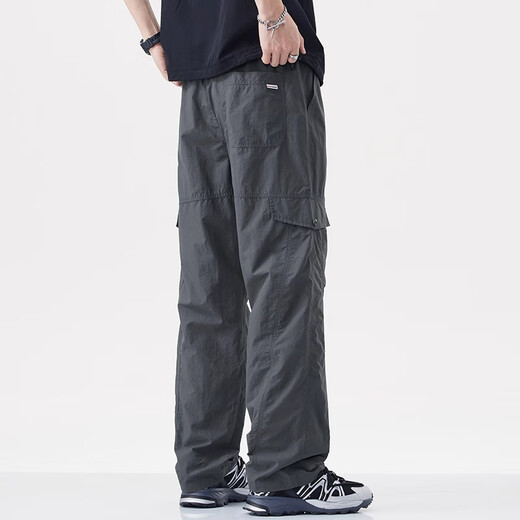Baleno S&K series spring and autumn workwear assault pants men's loose straight trendy paratrooper pants sports casual trousers gray XL