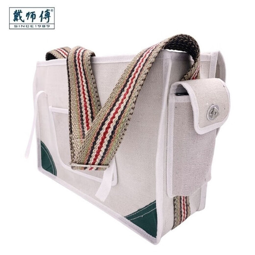 Vinoa electrician and woodworking tool bag canvas large thickened installation bag wear-resistant and durable crossbody portable shoulder bag semi-covered large size (35*10*28)