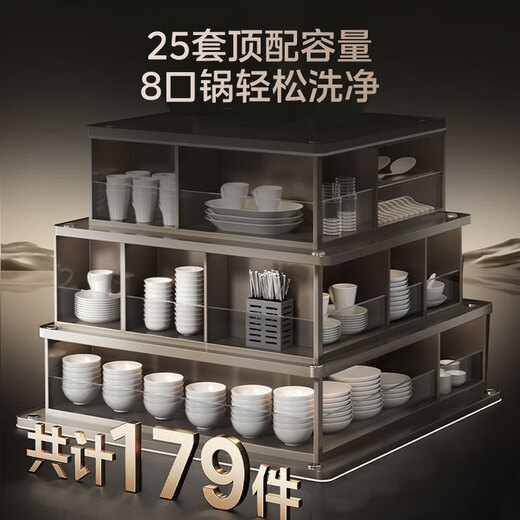 Midea Xiaoximei built-in crystal flame dishwasher, 25 sets of variable frequency large capacity, universal hurricane wash, intelligent five-arm hurricane wash, internal cycle drying, cleaning and disinfection, 25 sets of crystal flame GX1200Max exclusive version