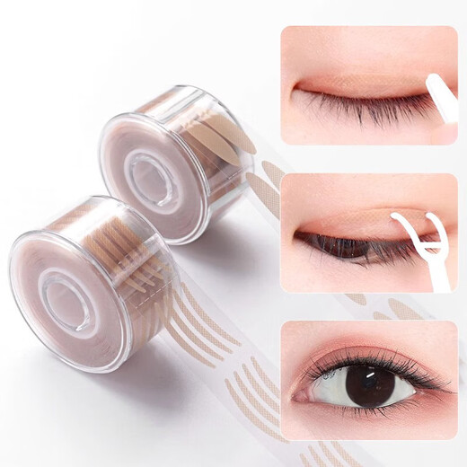 Double eyelid patch, wide type, beautiful eye patch, natural invisible tool, lace mesh roll, narrow, portable and easy to carry, pointed tip + wide type, 2 rolls in total
