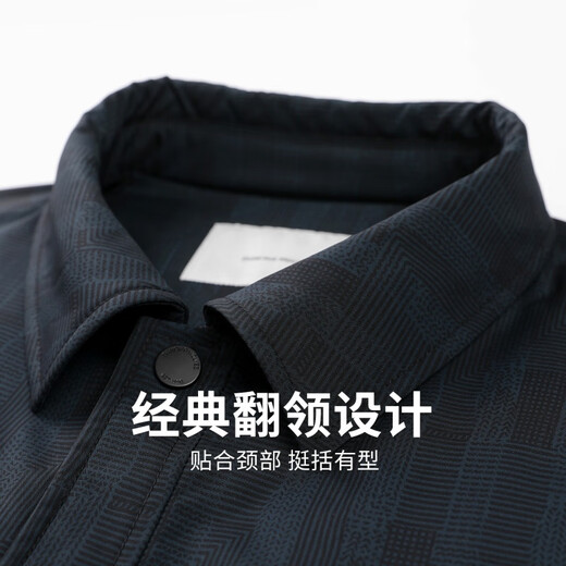 Dances with Wolves Men's Texture Dark Pattern Lapel Jacket Men's 2025 Autumn and Winter New Coach Quilted Warm Jacket 1030 Dark Blue 102 - Quilted Style L (175)