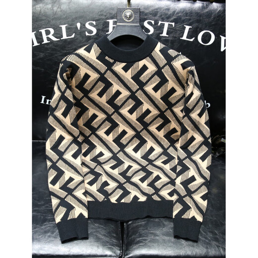 Barbouria high-end light luxury jacquard cardigan men's autumn and winter new style trendy slim inner layering shirt men's sweater black M