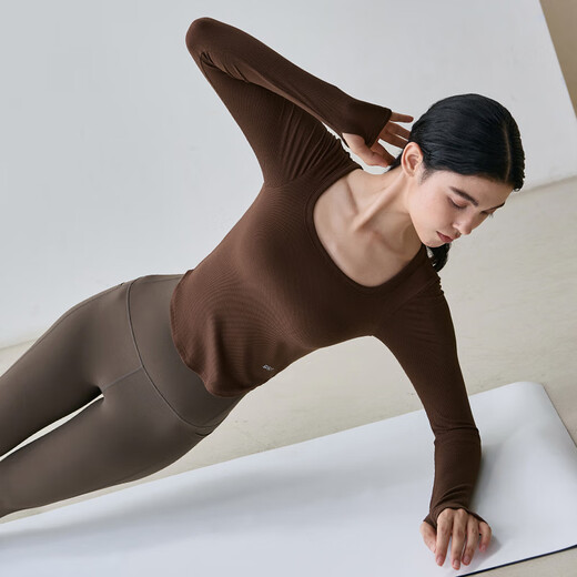 Gigt Jiji yoga clothing top women's autumn and winter with chest pad fixed cup sports long-sleeved slim Pilates training clothing