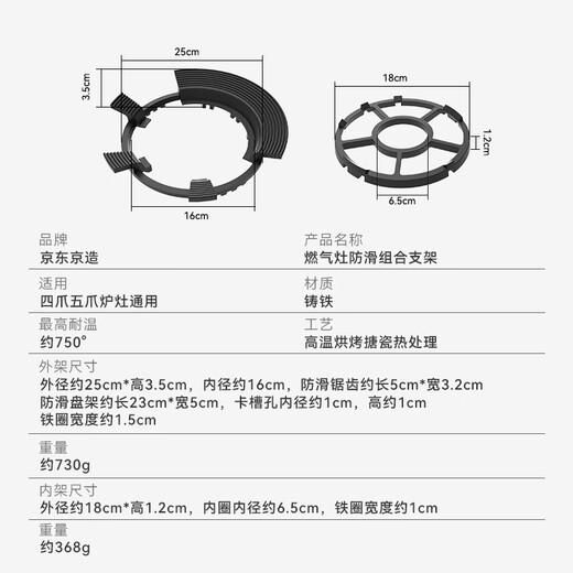 Made in Tokyo, the gas stove bracket is non-slip and does not pick up the pot. The two-in-one stove bracket is detachable and can be used for large and small pots.
