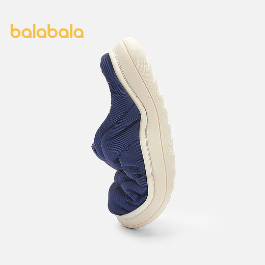 Balabala children's cotton slippers with half heel for boys and girls anti-slip indoor autumn and winter cotton shoes with velvet to keep warm Chinese blue 80501 35 (foot length 21.8-22.2/inner length 23)