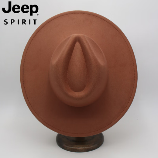 JEEP SPIRIT9.5cm big brim British style hat wide brim European and American jazz hat simple felt hat classic retro woolen hat for men and women white (buckle belt) one size fits all (56-60cm) brim width 9.5cm