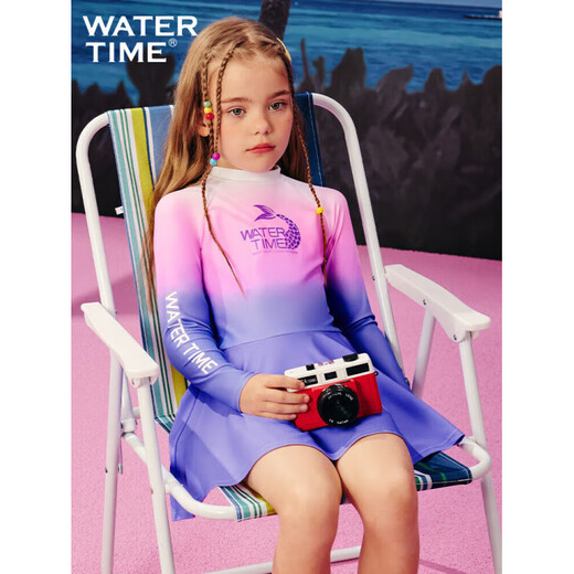 WATERTIME children's swimsuit girls summer one-piece sun protection middle and large children's swimsuit new hot spring 110 (4)