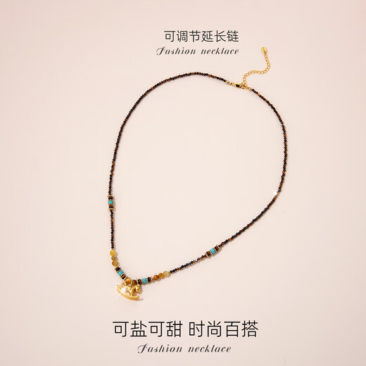 Qlady rocking horse necklace women's 2025 new high-end light luxury niche tiger eye stone pendant accessories clavicle chain birthday gift