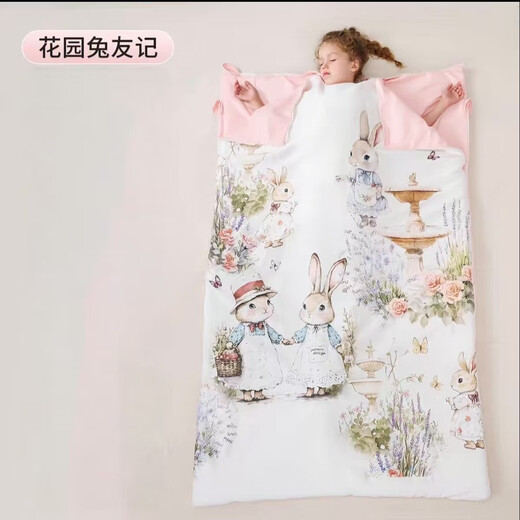 Curbblan quilt children's sleeping bag baby anti-kick artifact baby quilt sleeping bag dual-purpose baby beanie quilt children's quilt cover pure cotton quilt cover (pink lining) Garden Rabbit Friends 100*160cm