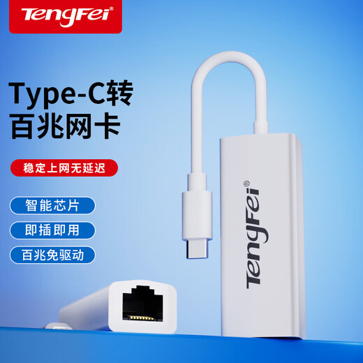 Tengfei以太网转换器 Type-C转RJ45网口 USB-C转有线百兆网卡 免驱动转网口 网线转接器头