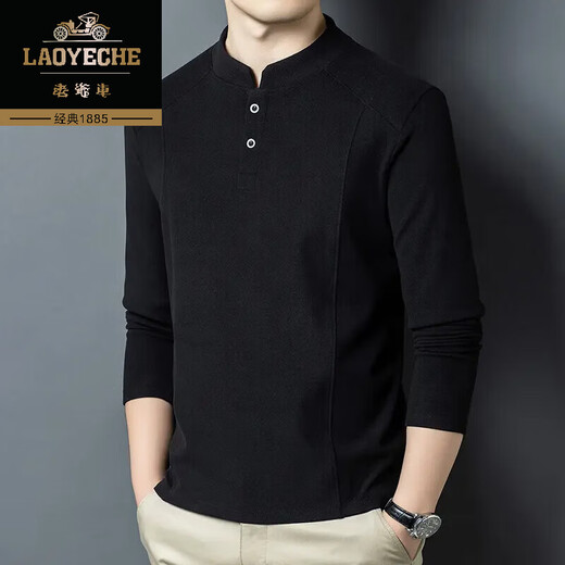 Classic car (COCHE CLASICO) autumn and winter double-sided German velvet bottoming shirt long-sleeved T-shirt for men middle-aged Henry collar trendy versatile stand-up collar sweatshirt for men black D509 M (recommended 90-115Jin Jin is equal to 0.5 kg)