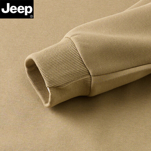 JEEP sweatshirt men's autumn new round neck casual bottoming shirt cotton skin-friendly solid color Henry collar T-shirt with dark green XL