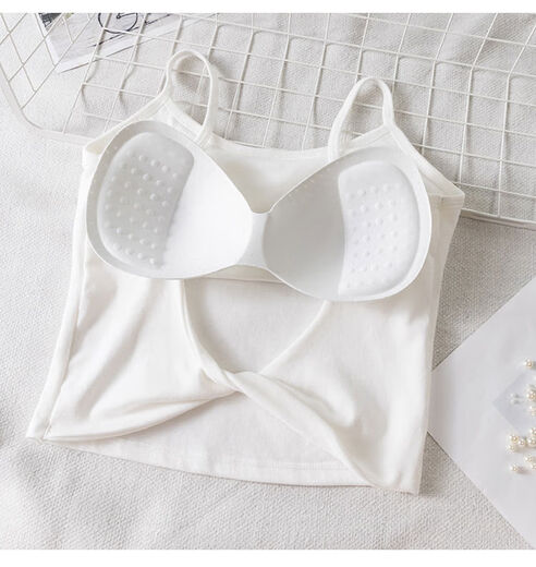 Back-tanning top for summer sweating, replenishing yang energy and sunbathing Xiaohongshu back-tanning vest for women with breast pads, backless inner wear, white, one size fits all