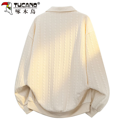 Woodpecker (TUCANO) sweatshirt men's autumn and winter lapel loose long-sleeved T-shirt fake two-piece pullover polo bottoming shirt jacket gray XL