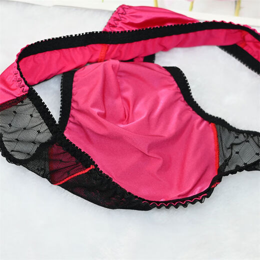 New Japanese style men's and women's sexy smooth, soft and close-fitting concave-convex style men's daily lace thong panties black M