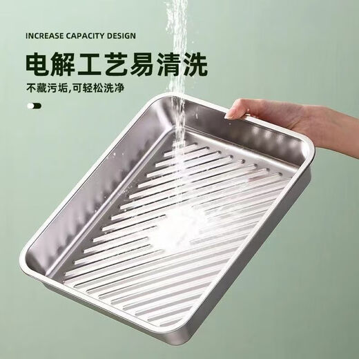 Meikejie clearance/free cover stainless steel dumpling box fresh-keeping plate square plate with cover multi-purpose picnic multi-purpose storage box extra thick dumpling plate/today default explosion clearance anti-stick dumpling plate 2400ML four plates + free 4 covers