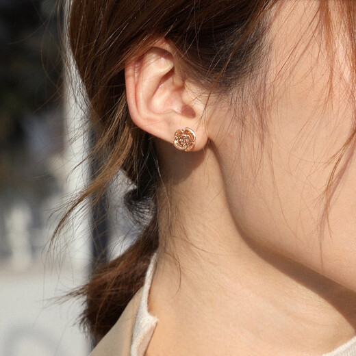 Chow Sang Sang rose gold rose gold color gold girls' eternal series earrings pair of jewelry 92074E pricing