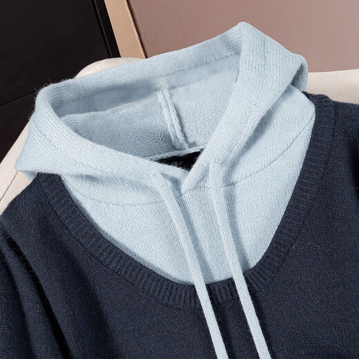 Sibaishe contrasting color hooded fake two-piece sweater for women 2026 spring new fashion simple long-sleeved pullover top