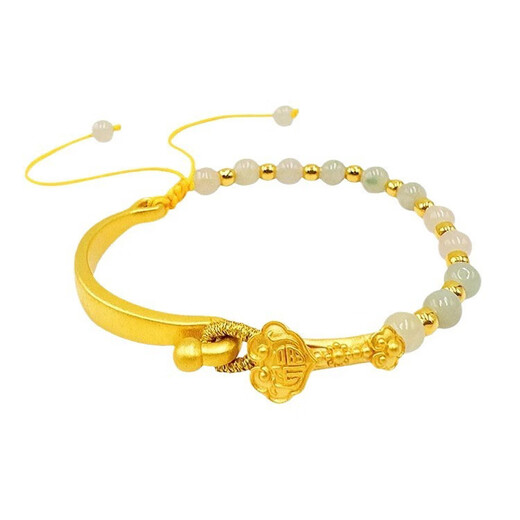 Laohuangxiang gold-wrapped silver-wrapped Ruyi bracelet gold-wrapped silver gold half bracelet Pixiu baby bracelet handmade gift for girlfriend Ruyi + half bracelet + red rope