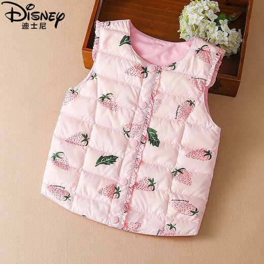 Disney (Disney) down vest children's vest outer wear girls' down jacket inner liner autumn and winter white duck down baby girl light and warm pink 110