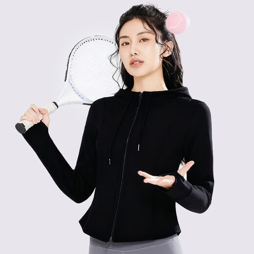 VICTORIATOURIST Sports Jacket Yoga Wear Women's Top Double Zipper Pilates Fitness Clothing Running Training Sportswear Black L