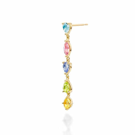 AHKAH women's earrings are exquisite, elegant, gorgeous and fashionable 18K gold pink tourmaline tanzanite date commuting picture color