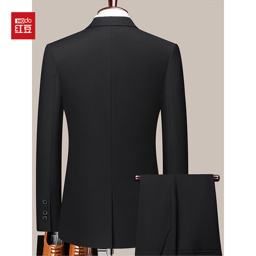 Red bean wool suit suit men's suit groom's dress bank civil servant work clothes two-button jacket 5158 single suit jacket one piece black L 170 (105-120Jin Jin equals 0.5 kg)