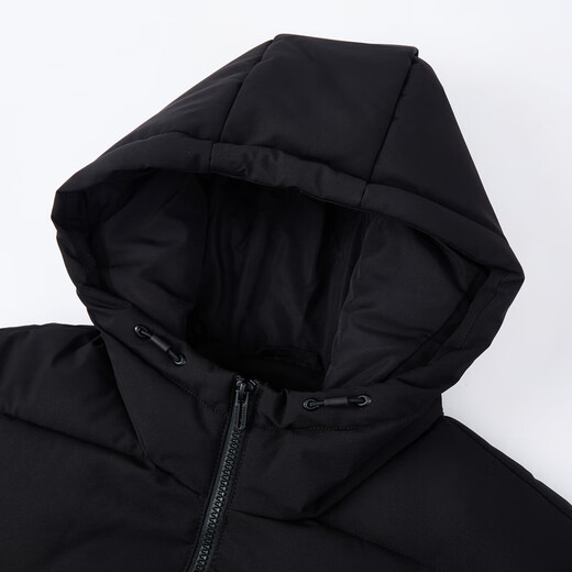 Kuaiyu Hooded Short Cotton Jacket Men's 2025 New Winter Lightweight Jacket Slim Casual Printed Men's Jacket Top Black XL