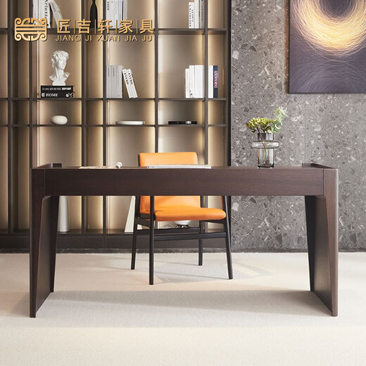 Jiangjixuan Italian minimalist light luxury study desk and chair combination modern simple office desk computer desk study table desk smoked wood 1400*600*750mm