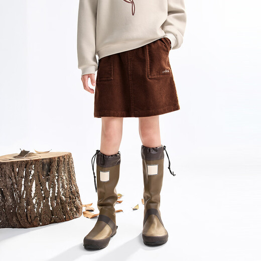 Annai Children's Clothing Girls Full Waist Skirt 2025 Autumn New Style Plastic Tang Brown 140cm