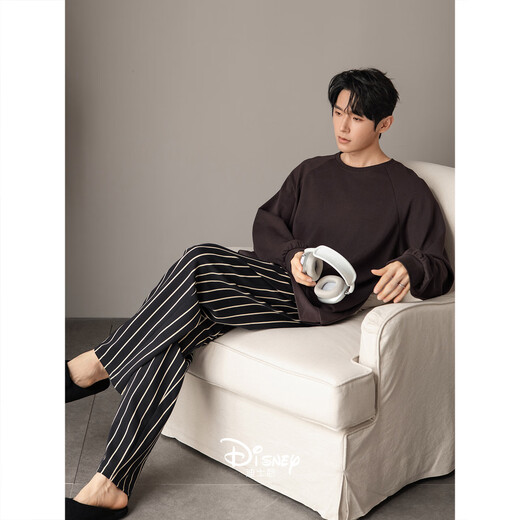 Benny Bear Beiyan Disney Couple Pajamas Women's Spring and Autumn Cute Mickey Long Sleeve Home Clothes Men's Large Size Soft Cotton Suit C20965 Women's M Size