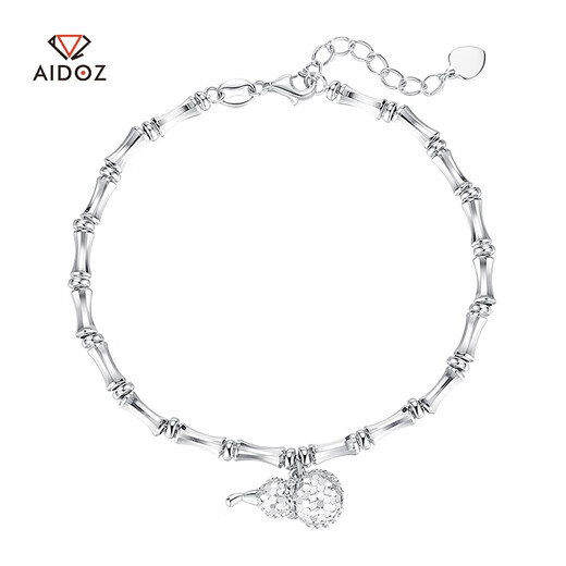 Aido Diamond pt950 platinum gourd bracelet for women, genuine platinum Fulu bamboo bracelet, lucky and lucky brand ingot bracelet, lucky and lucky bamboo bracelet 12.2-12.4g, length 16+3cm