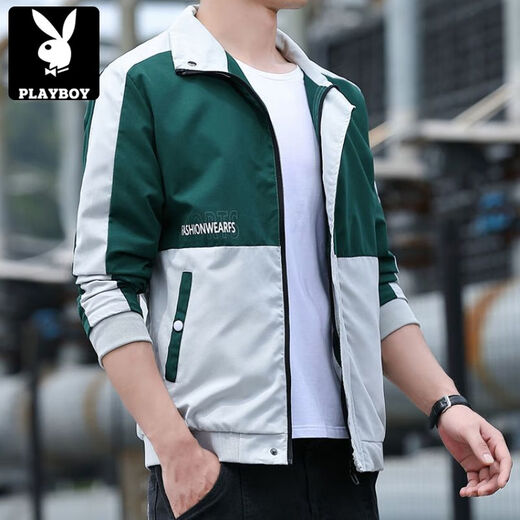 花花公子（PLAYBOY）短款风衣外套男士春秋季2025新款潮流帅气百搭上衣服男装春装夹克 5201【春秋】黑色 薄款 M 【建议85-斤左右】