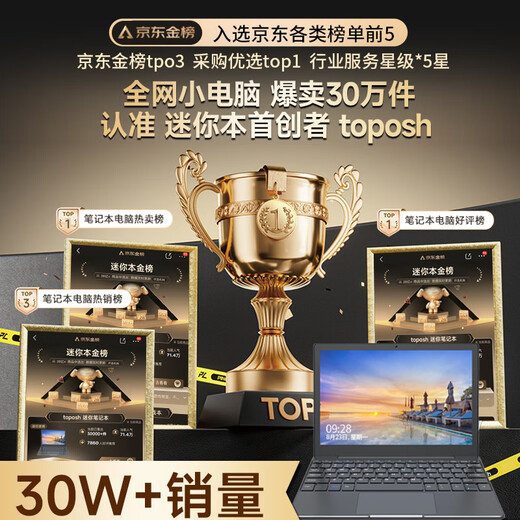 toposh2025新款Ai迷你笔记本电脑12英寸超轻薄办公专用商务轻薄本二合一触屏折叠电脑小电脑整机便携炒股 16G+1TB+压感笔 高配版【触屏+指纹解锁】