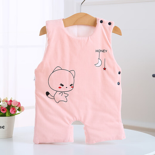 Baby cotton pocket to protect the tummy and prevent colds, baby and children's autumn and winter anti-kick quilt vest-style shoulder pads, yellow - cat size 66, recommended 10-13 Jin Jin equals 0.5 kg