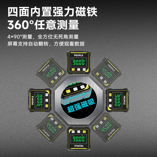 People's high-precision inclinometer box electronic digital display level meter with magnetic angle measuring instrument slope slope ruler dual laser